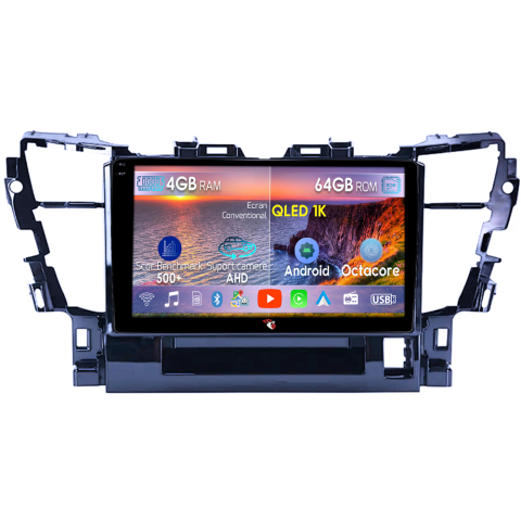 Navigatii Dedicate - Navigatie dedicata Toyota Alphard 2015-2020, 4GB RAM 64GB ROM, Octacore, Android 14, Display QLED 9", DSP, Carplay&Android Auto, SIM 4G, Ventilator Activ