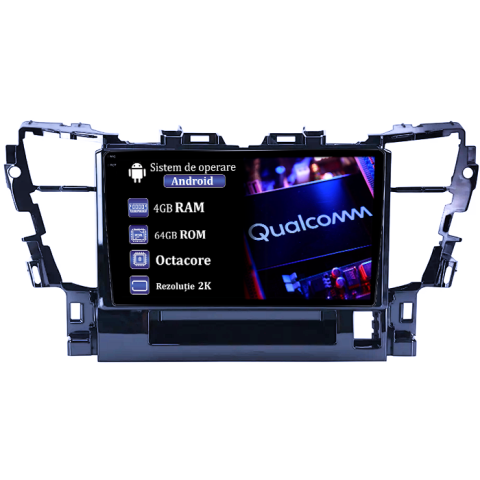 Alphard 2015-2020 - Navigatie dedicata Toyota Alphard 2015-2020,4GB RAM 64GB ROM, Procesor Qualcomm Octacore, Android 14, Rezolutie 2K, Display QLED 9", DSP, Carplay&Android Auto, SIM 4G
