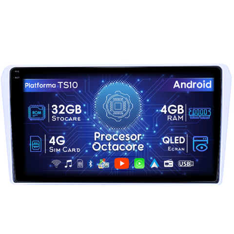 Avensis 2002-2008 - Navigatie dedicata Toyota Avensis T25 2002-2008, 4GB RAM 32GB ROM, Octacore, Android 14, Display QLED 1K 9", DSP, Carplay&Android Auto, SIM 4G, Bluetooth, Ventilator Activ