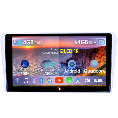 Avensis 2002-2008 - Navigatie dedicata Toyota Avensis T25 2002-2008,  4GB RAM 64GB ROM, Octacore, Android 14, Display QLED 1K 9", Carplay&Android Auto, SIM 4G, Ventilator Activ