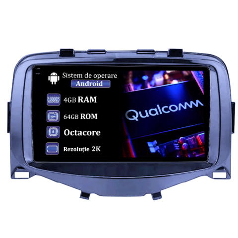 Navigatie dedicata Toyota Aygo 2016, 4GB RAM 64GB ROM, Procesor Qualcomm Octacore, Android 14, Rezolutie 2K, Display QLED 9", DSP, Carplay&Android Auto, SIM 4G [0]
