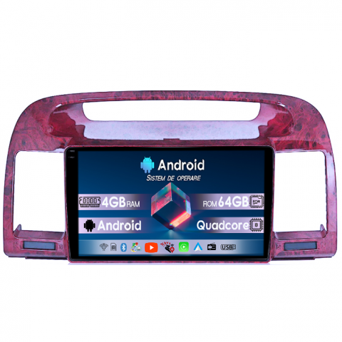 Camry 2002-2006 - Navigatie dedicata Toyota Camry 2002-2006, 4GB RAM 64GB ROM, Quad Core, Display 9" QLED 1K, Carplay, Android 14, Bluetooth, Magazin Play, Suport Camere AHD