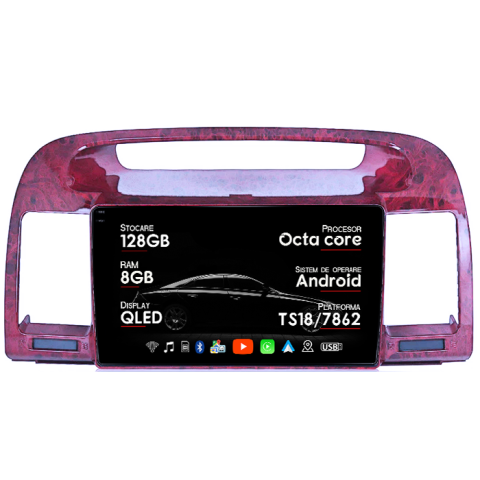 Navigatii Dedicate - Navigatie dedicata Toyota Camry 2002-2006, 8GB RAM 128GB ROM, Octacore, Platforma TS18, Android 14, Display QLED 9", Suporta camera 360", DSP, Carplay&Android Auto, SIM 4G, Ventilator Activ