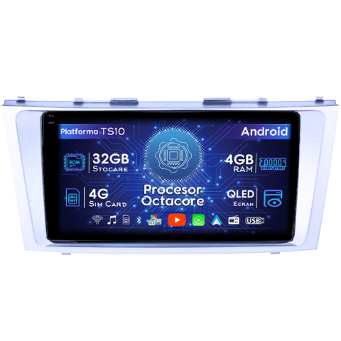 Navigatii Dedicate - Navigatie dedicata Toyota Camry 2006-2011, 4 GB RAM 32 ROM, Android 13, Display QLED  9", DSP, Carplay, Android Auto, Internet, Youtube, Waze, WI-FI, USB, Bluetooth
