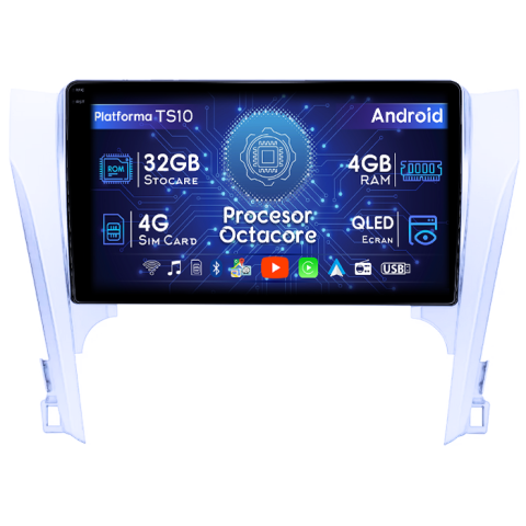 Camry 2011-2014 - Navigatie dedicata Toyota Camry 2011-2014, 4GB RAM 32GB ROM, Octacore, Android 14, Display QLED 1K 9", DSP, Carplay&Android Auto, SIM 4G, Bluetooth, Ventilator Activ