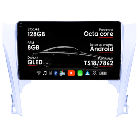 Navigatii Dedicate - Navigatie dedicata Toyota Camry 2011-2014, 8GB RAM 128GB ROM, Octacore, Platforma TS18, Android 14, Display QLED 9", Suporta camera 360", DSP, Carplay&Android Auto, SIM 4G, Ventilator Activ