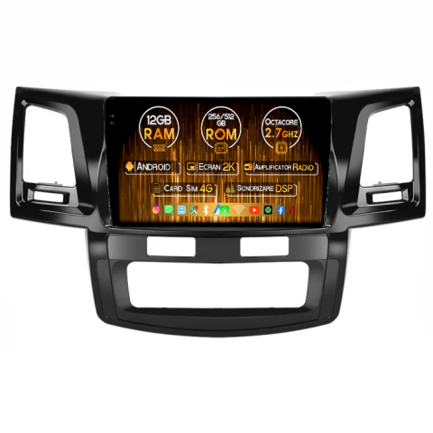 Navigatii Dedicate - Navigatie dedicata Toyota Hilux 2005-2015, 12GB RAM 256GB ROM, Android 14, Rezolutie 2K, Display QLED, 10", DSP, Carplay, Android Auto, Internet, Youtube, Waze, Wi Fi, USB