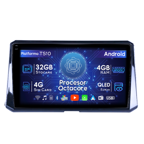 Navigatii Dedicate - Navigatie dedicata Toyota Corolla, Auris 2018-2019, 4GB RAM 32GB ROM, Octacore, Android 14, Display QLED  10", DSP, Carplay&Android Auto, SIM 4G, Bluetooth, Ventilator Activ