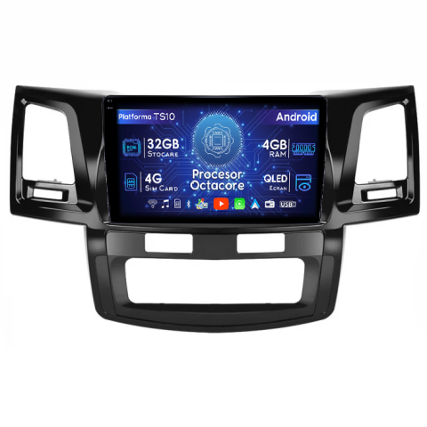 Navigatii Dedicate - Navigatie dedicata Toyota Hilux 2005-2015, 4GB RAM 32GB ROM, Octacore, Android 14, Display QLED  10", DSP, Carplay&Android Auto, SIM 4G, Bluetooth, Ventilator Activ