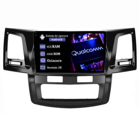 Navigatii Dedicate - Navigatie dedicata Toyota Hilux 2005-2015, 4GB RAM 64GB ROM, Procesor Qualcomm Octacore, Android 14, Rezolutie 2K, Display QLED 10", DSP, Carplay&Android Auto, SIM