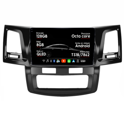 Hilux (2005-2015) - Navigatie dedicata Toyota Hilux 2005-2015, 8GB RAM 128GB ROM, Octacore, Platforma TS18, Android 14, Display QLED 10", Suporta camera 360", DSP, Carplay&AndroidAuto