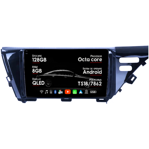 Navigatii Dedicate - Navigatie dedicata Toyota Camry 2017-2020, 8GB RAM 128GB ROM, Octacore, Platforma TS18, Android 14, Display QLED 9", Suporta camera 360", DSP, Carplay&Android Auto, SIM 4G, Ventilator Activ