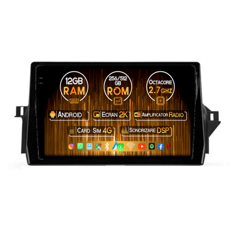 Toyota - Navigatie dedicata Toyota Camry 2020-2022, 12GB RAM 256GB ROM, Android 14, Rezolutie 2K, Display QLED, 9", DSP, Carplay, Android Auto, Internet, Youtube, Waze, Wi Fi, USB