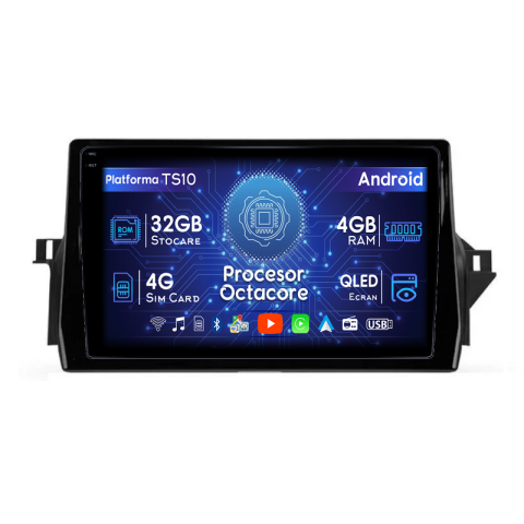 Camry 2020-2022 - Navigatie dedicata Toyota Camry 2020-2022, 4GB RAM 32GB ROM, Octacore, Android 14, Display QLED  9", DSP, Carplay&Android Auto, SIM 4G, Bluetooth, Ventilator Activ