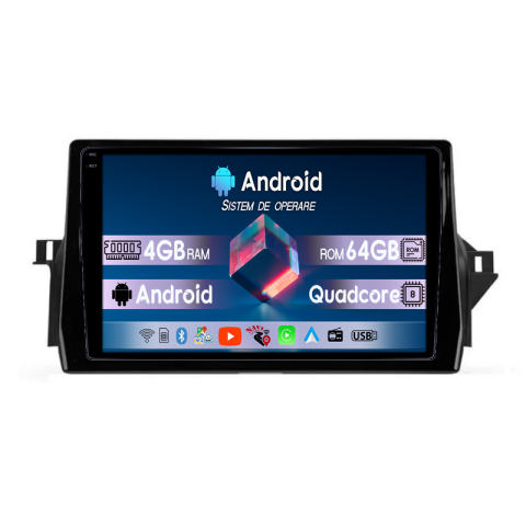 Toyota - Navigatie dedicata Toyota Vios 2004-2007, 4GB RAM 64GB ROM, Quadcore, Android 14, Display QLED  9", DSP, Carplay&Android Auto, Suport camere AHD