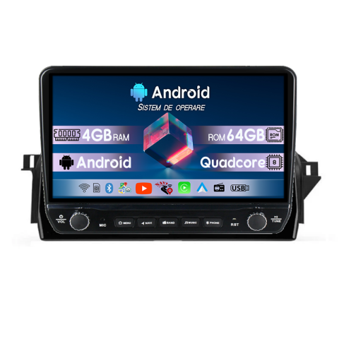 Camry 2020-2022 - Navigatie dedicata Toyota Camry 2020-2022 Tesla Cu Butoane Rotative Model 2024, 4GB RAM 64GB ROM, Procesor Quadcore, Android 14, Display QLED 10", DSP, Carplay&Android