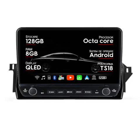 Toyota - Navigatie dedicata Toyota Camry 2020-2022 Tesla Cu Butoane Rotative Model 2024, ANDROID 13, 10 inch , 8+128GB, Internet, Aplicatii, Waze, GPS