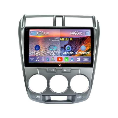 City 2008-2013 - Navigatie dedicata Honda City 2008- 2013, 4GB RAM 64GB ROM, Octacore, Android 14, Display QLED 9", DSP, Carplay&Android Auto, SIM 4G, Ventilator Activ