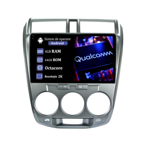 City 2008-2013 - Navigatie dedicata Honda City 2008- 2013, 4GB RAM 64GB ROM, Procesor Qualcomm Octacore, Android 14, Rezolutie 2K, Display QLED 9", DSP, Carplay&Android Auto, SIM