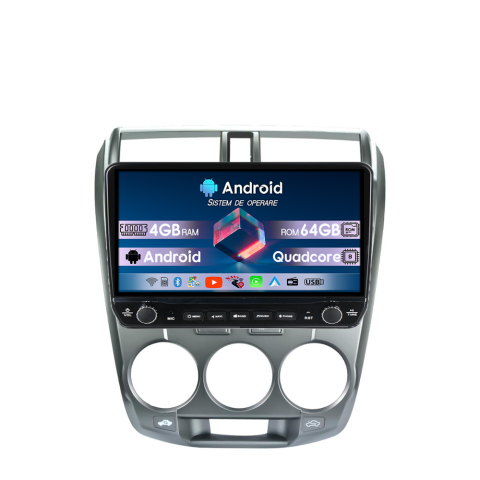 Navigatii Dedicate - Navigatie dedicata Honda City 2008- 2013 Tesla Cu Butoane Rotative Model 2024, 4GB RAM 64GB ROM, Procesor Quadcore, Android 14, Display QLED 10", DSP, Carplay&Android