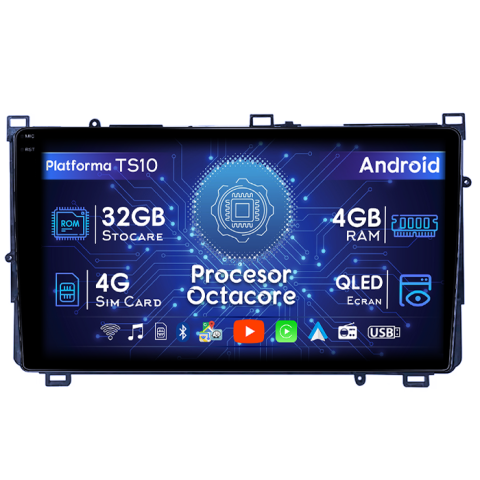 Toyota - Navigatie dedicata Toyota Corolla 11 Auris E180 2017-2018,4GB RAM 32GB ROM, Octacore, Android 14, Display QLED 1K 9", DSP, Carplay&Android Auto, SIM 4G, Bluetooth, Ventilator Activ