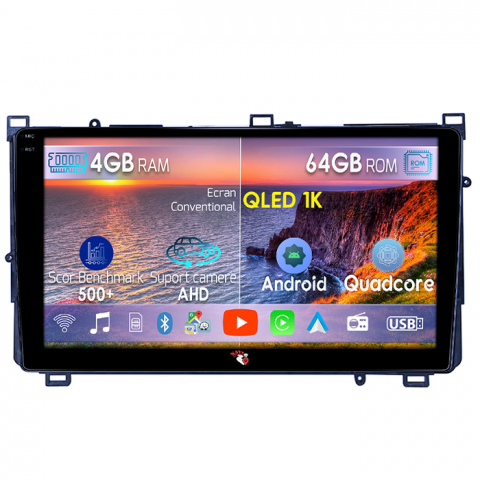 Corolla 11 Auris E180 2017-2018 - Navigatie dedicata Toyota Corolla 11 Auris E180 2017-2018, 4GB RAM 64GB ROM, Octacore, Android 14, Display QLED 1K 9", Carplay&Android Auto, SIM 4G, Ventilator Activ