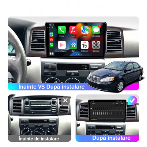 Navigatie dedicata Toyota Corolla 2000-2004, 4GB RAM 64GB ROM, Octacore, Android 14, Display QLED 1K 9", Carplay&Android Auto, SIM 4G, Ventilator Activ [4]