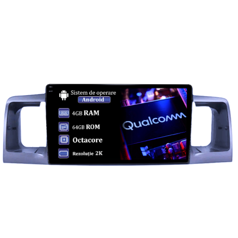 Navigatii Dedicate - Navigatie dedicata Toyota Corolla 2000-2004, 4GB RAM 64GB ROM, Procesor Qualcomm Octacore, Android 14, Rezolutie 2K, Display QLED 9", DSP, Carplay&Android Auto, SIM 4G