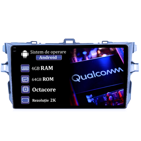 Navigatie dedicata Toyota Corolla 2003-2013, 4GB RAM 64GB ROM, Procesor Qualcomm Octacore, Android 14, Rezolutie 2K, Display QLED 9", DSP, Carplay&Android Auto, SIM 4G [0]