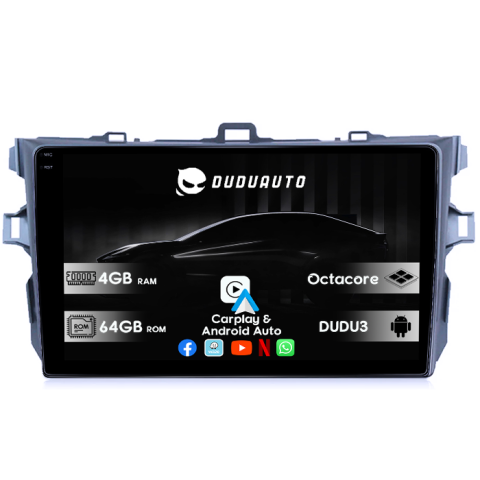Corolla E150 2007-2013 - Navigatie dedicata Toyota Corolla 2007-2013, DUDU3, 4GB RAM 64GB ROM, Octacore, Platforma 8581, Android, Display QLED 9", DSP, Carplay&AndroidAuto