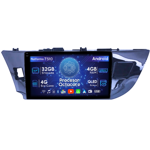COROLLA 2013-2018 - Navigatie dedicata Toyota Corolla 2012-2016, 4GB RAM 32GB ROM, Octacore, Android 14, Display QLED 1K 10", DSP, Carplay&Android Auto, SIM 4G, Bluetooth, Ventilator Activ