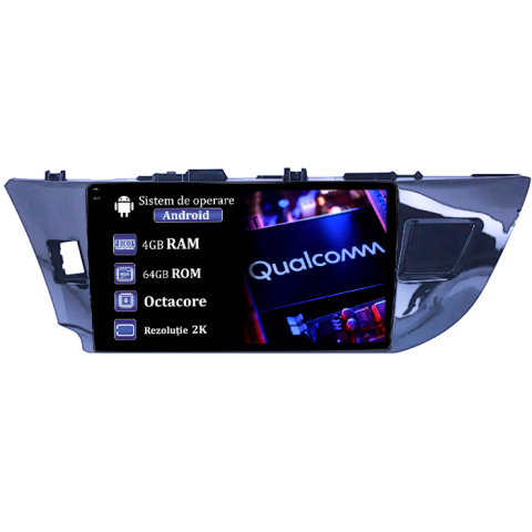 Navigatii Dedicate - Navigatie dedicata Toyota Corolla 2013-2018, 4GB RAM 64GB ROM, Procesor Qualcomm Octacore, Android 14, Rezolutie 2K, Display QLED 9", DSP, Carplay&Android Auto, SIM 4G