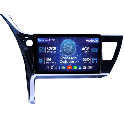 Toyota Corolla 2017-2019 - Navigatie dedicata Toyota Corolla 2017-2019, 4GB RAM 32GB ROM, Octacore, Android 14, Display QLED 1K 10", DSP, Carplay&Android Auto, SIM 4G, Bluetooth, Ventilator Activ
