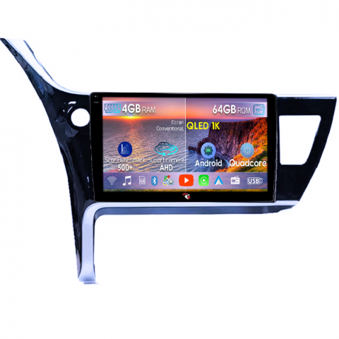 Toyota Corolla 2017-2019 - Navigatie dedicata Toyota Corolla 2017-2019, 4GB RAM 64GB ROM, Octacore, Android 14, Display QLED 1K 10", Carplay&Android Auto, SIM 4G, Ventilator Activ