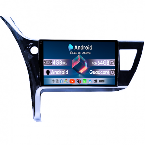 Toyota - Navigatie dedicata Toyota Corolla 2017-2020, 4GB RAM 64GB ROM, Octacore, Android 14, Display QLED 1K, 10", DSP, Carplay&Android Auto, Ventilator Activ