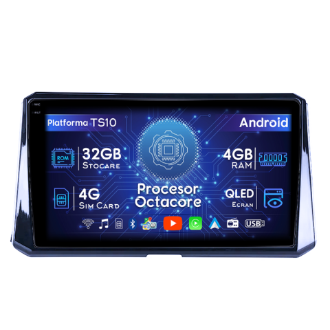 Toyota Corolla 2018-2020 - Navigatie dedicata Toyota Corolla 2018-2020, 4GB RAM 32GB ROM, Octacore, Android 14, Display QLED 1K 10", DSP, Carplay&Android Auto, SIM 4G, Bluetooth, Ventilator Activ