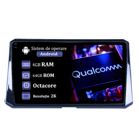 Navigatii Dedicate - Navigatie dedicata Toyota Corolla 2018-2020, 4GB RAM 64GB ROM, Procesor Qualcomm Octacore, Android 14, Rezolutie 2K, Display QLED 9", DSP, Carplay&Android Auto, SIM 4G