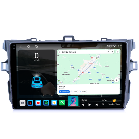 Navigatie dedicata Toyota Corolla, 4GB RAM 64GB ROM, Procesor Qualcomm Octacore, Android 14, Rezolutie 2K, Display QLED 9", DSP, Carplay&Android Auto, SIM 4G [2]