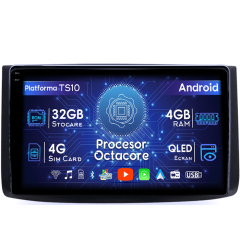 Navigatii Dedicate - Navigatie dedicata Chevrolet Aveo 2006-2012, 4GB RAM 32GB ROM, Octacore, Android 14, Display QLED  10", DSP, Carplay&Android Auto, SIM 4G, Bluetooth, Ventilator Activ