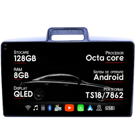 Navigatii Dedicate - Navigatie dedicata Toyota Corolla Axio 2015-2017, 8GB RAM 128GB ROM, Octacore, Platforma TS18, Android 14, Display QLED 9", Suporta camera 360", DSP, Carplay&Android Auto, SIM 4G, Ventilator Activ