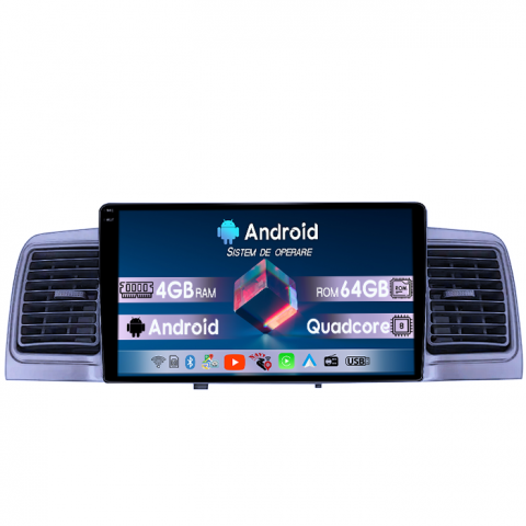 Corolla EX 2007-2012 - Navigatie dedicata Toyota Corolla EX 2007-2012, 4GB RAM 64GB ROM, Quad Core, Display 9" QLED 1K, Carplay, Android 14, Bluetooth, Magazin Play, Suport Camere AHD