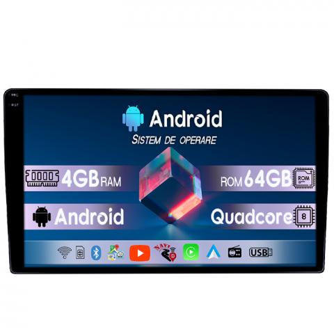 Etios - Navigatie dedicata Toyota Etios, 4GB RAM 64GB ROM, Quad Core, Display 9" QLED 1K, Carplay, Android 14, Bluetooth, Magazin Play, Suport Camere AHD