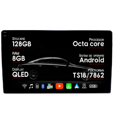 Navigatii Dedicate - Navigatie dedicata Toyota Etios, 8GB RAM 128GB ROM, Octacore, Platforma TS18, Android 14, Display QLED 9", Suporta camera 360", DSP, Carplay&Android Auto, SIM 4G, Ventilator Activ