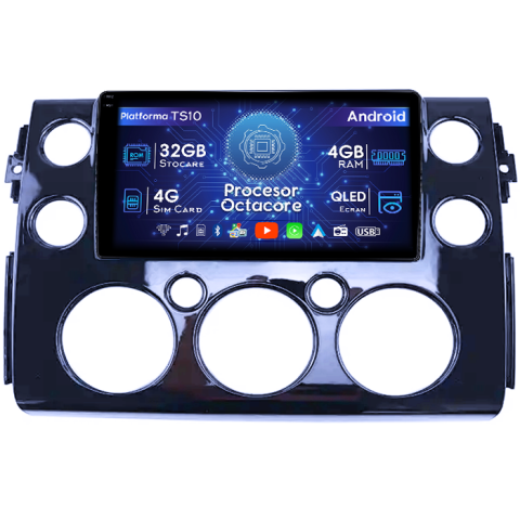 FJ Cruiser J15 2006-2020 - Navigatie dedicata Toyota FJ 2013-2017 Black, 4 GB RAM 32GB ROM, Android 13, Display QLED  9", DSP, Carplay, Android Auto, Internet, Youtube, Waze, WI-FI, USB, Bluet