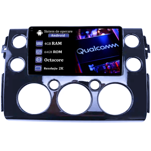 FJ Cruiser J15 2006-2020 - Navigatie dedicata Toyota FJ 2013-2017 Black, 4GB RAM 64GB ROM, Procesor Qualcomm Octacore, Android 14, Rezolutie 2K, Display QLED 9", DSP, Carplay&Android Auto, SIM 4G