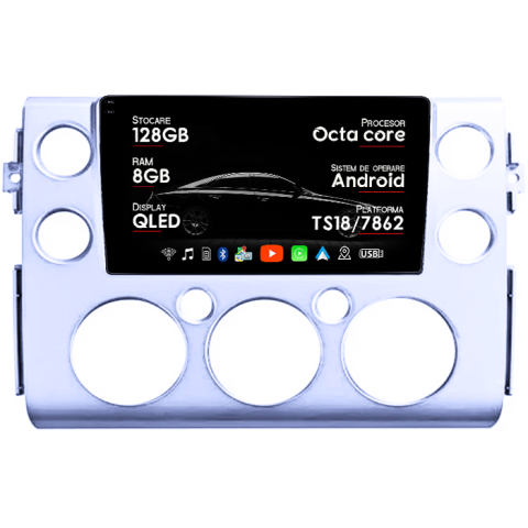 Navigatii Dedicate - Navigatie dedicata Toyota FJ Cruiser J15 2006-2020, 8GB RAM 128GB ROM, Octacore, Platforma TS18, Android 14, Display QLED 9", Suporta camera 360", DSP, Carplay&Android Auto, SIM 4G, Ventilator Acti