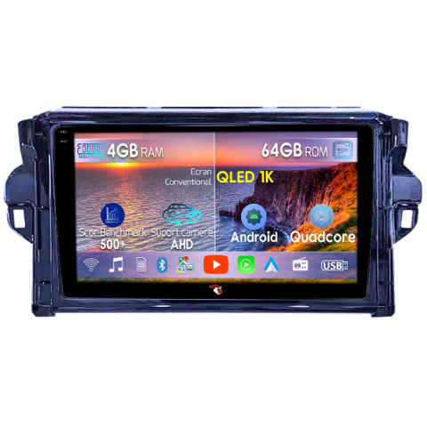 Fortuner 2015-2020 - Navigatie dedicata Toyota Fortuner 2015-2020, 4GB RAM 64GB ROM, Octacore, Android 14, Display QLED 1K 9", Carplay&Android Auto, SIM 4G, Ventilator Activ