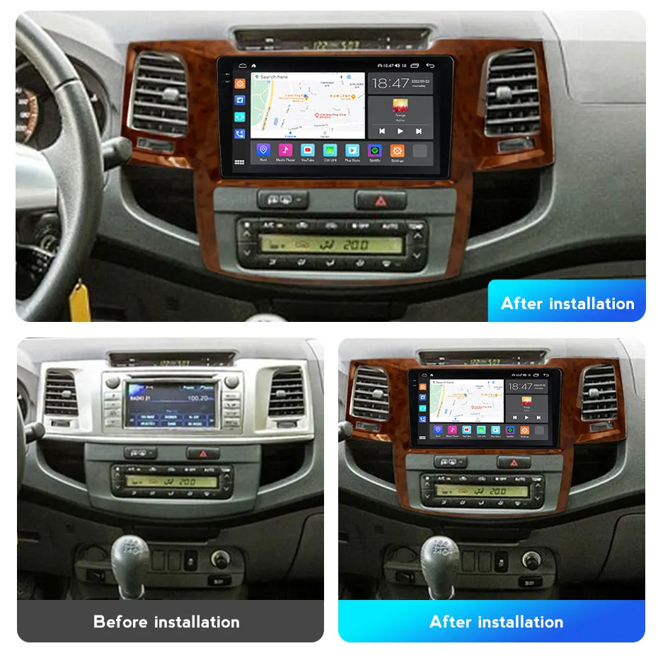 Navigatie dedicata Toyota Fortuner Hilux 2004-2014, 8GB RAM 128GB ROM, Octacore, Platforma TS18, Android 14, Display QLED 9", Suporta camera 360", DSP, Carplay&Android Auto, SIM 4G, Ventilator Acti [7]