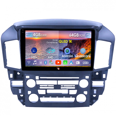 Harrier - Navigatie dedicata Toyota Harrier/ Lexus RX 300 1998-2005, 4GB RAM 64GB ROM, Octacore, Android 14, Display QLED 1K 9", Carplay&Android Auto, SIM 4G, Ventilator Activ