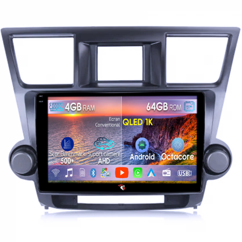 Toyota - Navigatie dedicata Toyota Highlander 2 2007-2014, 4GB RAM 64GB ROM, Octacore, Android 14, Display QLED  9", Carplay&Android Auto, SIM 4G, Ventilator Activ
